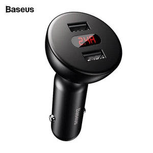 Planet Gates Baseus LED Display 4.8A Dual USB Car Charger Adapter For iPhone Samung Xiaomi Fast Car Charging 360 Rotation Car Phone Charger