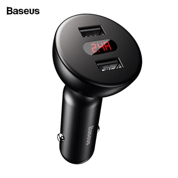 Planet Gates Baseus LED Display 4.8A Dual USB Car Charger Adapter For iPhone Samung Xiaomi Fast Car Charging 360 Rotation Car Phone Charger