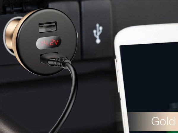 Planet Gates Baseus LED Display 4.8A Dual USB Car Charger Adapter For iPhone Samung Xiaomi Fast Car Charging 360 Rotation Car Phone Charger