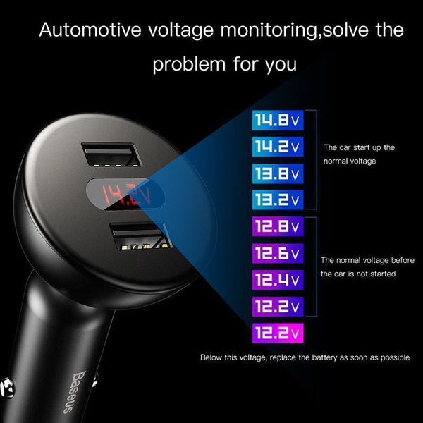 Planet Gates Baseus LED Display 4.8A Dual USB Car Charger Adapter For iPhone Samung Xiaomi Fast Car Charging 360 Rotation Car Phone Charger