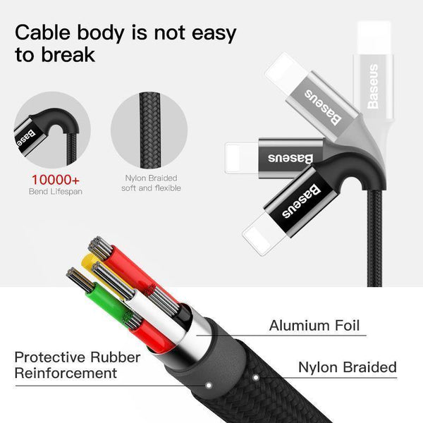 Planet Gates Baseus LED lighting Charger Cable For iPhone X 8 7 USB Cable For iPhone iPad Fast Charging Charger Cable Mobile Phone Data Cable