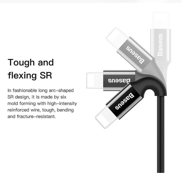 Planet Gates Baseus LED lighting Charger Cable For iPhone X 8 7 USB Cable For iPhone iPad Fast Charging Charger Cable Mobile Phone Data Cable