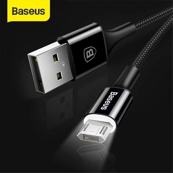 Baseus LED Lighting Micro USB Cable for Xiaomi Redmi 4X Note 4 5 Reversible Micro USB Charging Cable for Samsung S7 Mobile Phone