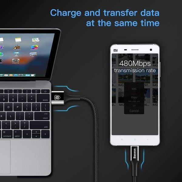 Baseus LED Lighting Micro USB Cable for Xiaomi Redmi 4X Note 4 5 Reversible Micro USB Charging Cable for Samsung S7 Mobile Phone