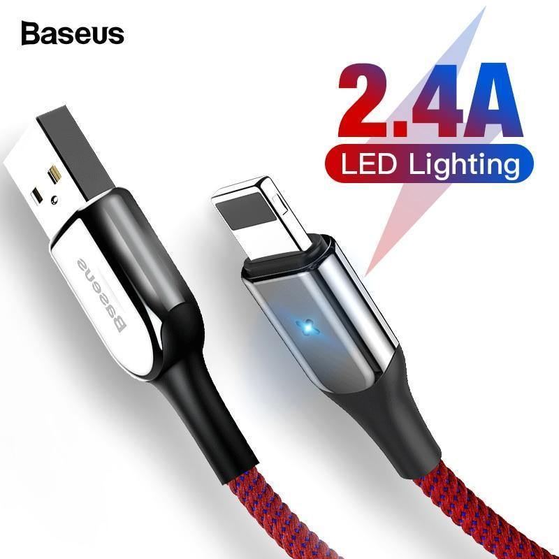 Planet Gates Baseus Lighting USB Cable For iPhone X XS Max XR 8 7 6 6s Plus SE iPad Fast Charging Charger Cable Data 2.4A Mobile Phone Cable