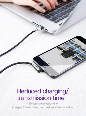 Planet Gates Baseus Lighting USB Cable For iPhone XS Max XR X 8 7 6 6S SE 5 Fast Charging Charger Wire Cord 90 Degree Data Mobile Phone Cable