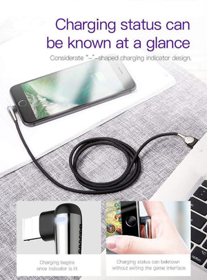 Planet Gates Baseus Lighting USB Cable For iPhone XS Max XR X 8 7 6 6S SE 5 Fast Charging Charger Wire Cord 90 Degree Data Mobile Phone Cable