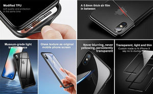 Planet Gates Baseus Luxury Glass Case For iPhone X 10 Coque Soft TPU Transparent Glass Back Protective Cover For iPhonex i Phone X Capinhas