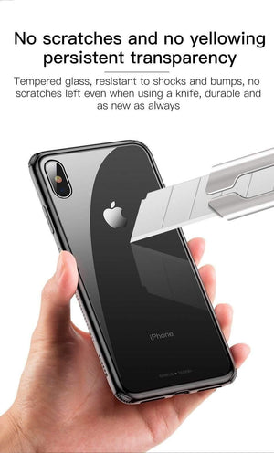 Planet Gates Baseus Luxury Glass Case For iPhone XS Max Xr Xsmax TPU Edge Tempered Glass Cases Protective Cover Coque For iPhonexs max Fundas