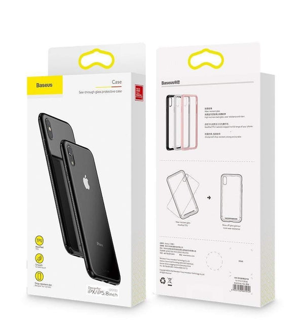 Planet Gates Baseus Luxury Original Tempered Glass Case For iPhone Xs Xs Max XR 2018 Phone Cover Anti Knock Back Phone Cases For iPhone Xs