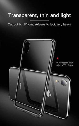 Planet Gates Baseus Luxury Original Tempered Glass Case For iPhone Xs Xs Max XR 2018 Phone Cover Anti Knock Back Phone Cases For iPhone Xs