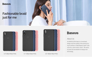Planet Gates Baseus Luxury Weaving Case For iPhone Xs Xs Max XR 2018 Elegant Grid Pattern Soft Silicone Phone Case For iPhone Xs XR Cover