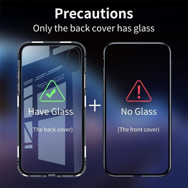 Planet Gates Baseus Magnetic Adsorption Case For iPhone X 10 Luxury Metal Bumper+Tempered Glass Back Cover Flip Case For iPhoneX Phone Cases