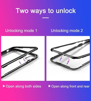Planet Gates Baseus Magnetic Adsorption Case For iPhone X 10 Luxury Metal Bumper+Tempered Glass Back Cover Flip Case For iPhoneX Phone Cases
