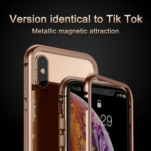 Baseus Magnetic Adsorption Flip Case For iPhone XR Xs Max Xs Metal Fram Tempered Glass Case For iPhone Xs 2018 Phone Coque Cover