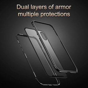 Baseus Magnetic Adsorption Flip Case For iPhone XR Xs Max Xs Metal Fram Tempered Glass Case For iPhone Xs 2018 Phone Coque Cover