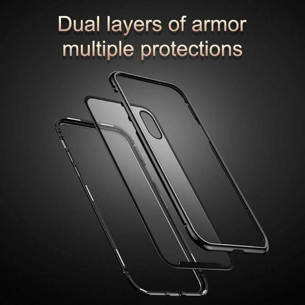 Baseus Magnetic Adsorption Flip Case For iPhone XR Xs Max Xs Metal Fram Tempered Glass Case For iPhone Xs 2018 Phone Coque Cover