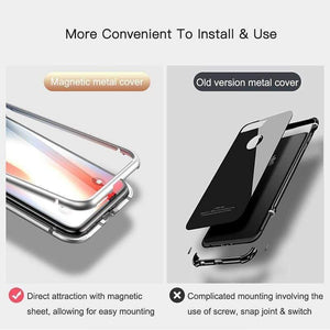 Baseus Magnetic Adsorption Flip Case For iPhone XR Xs Max Xs Metal Fram Tempered Glass Case For iPhone Xs 2018 Phone Coque Cover