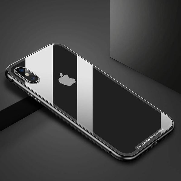 Planet Gates Baseus Magnetic Adsorption Flip Case For iPhone Xs Max Xs Metal Fram Tempered Glass Case For iPhone Xs 2018 Phone Coque Cover