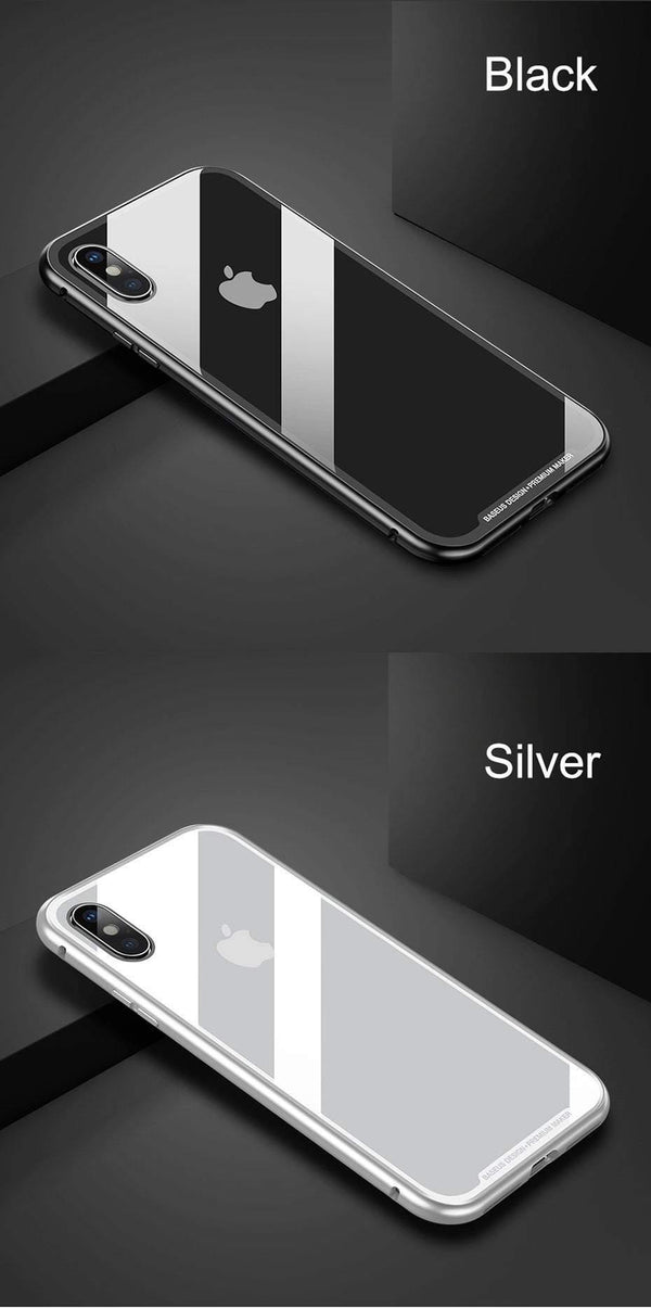 Planet Gates Baseus Magnetic Adsorption Phone Case For iPhone XS Max Xr Coque Luxury Magnet Tempered Glass Back Cover For iPhone Xsmax Coque