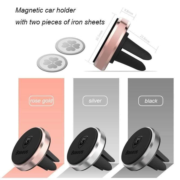 Baseus Magnetic Car Phone Holder For iPhone Samsung Xiaomi Mi 9 Magnet Mobile Phone Stand Air Vent Mount GPS Car Holder (Black)