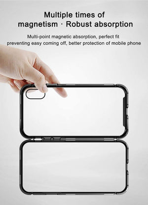 Planet Gates Baseus Magneto Magnetic Adsorption Case For iPhone X Metal Bumper + 9H Tempered Glass Case For iPhone X Phone Cases