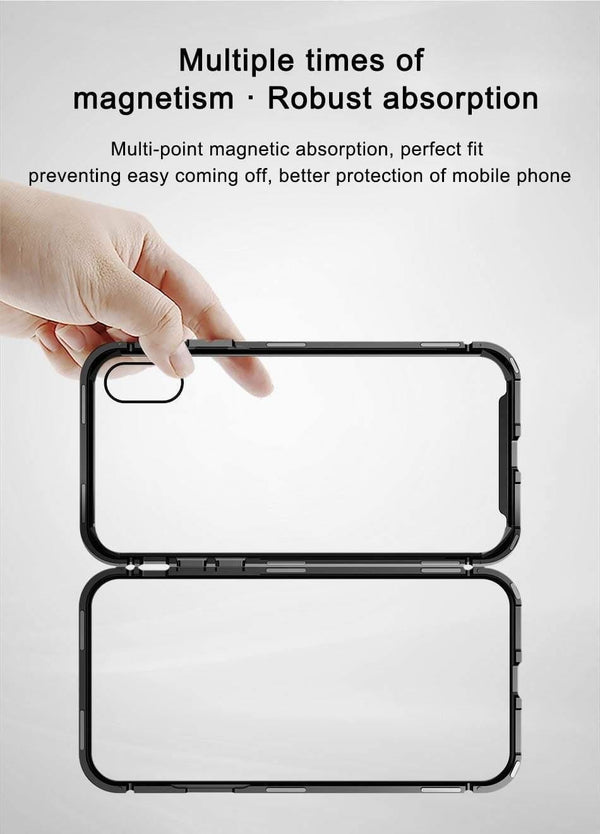 Planet Gates Baseus Magneto Magnetic Adsorption Case For iPhone X Metal Bumper + 9H Tempered Glass Case For iPhone X Phone Cases