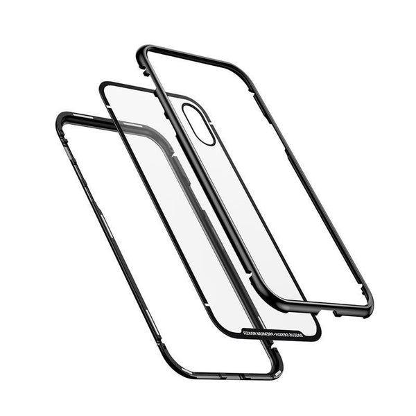 Planet Gates Baseus Magneto Magnetic Adsorption Case For iPhone X Metal Bumper + 9H Tempered Glass Case For iPhone X Phone Cases