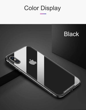 Planet Gates Baseus Magneto Magnetic Adsorption Case For iPhone X Metal Bumper + 9H Tempered Glass Case For iPhone X Phone Cases