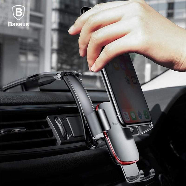 Baseus Metal Car Phone Mount Holder For iPhone Samsung Foldable Gravity Mobile Phone Holder for Dashboard Paste Car Holder Stand