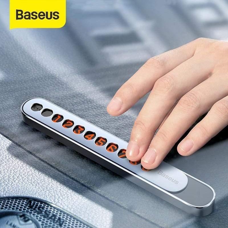Baseus Metal Car Temporary Parking Card Hideable  Phone Telephone Number Plate & Luminious Numbers at Night Car Accessories
