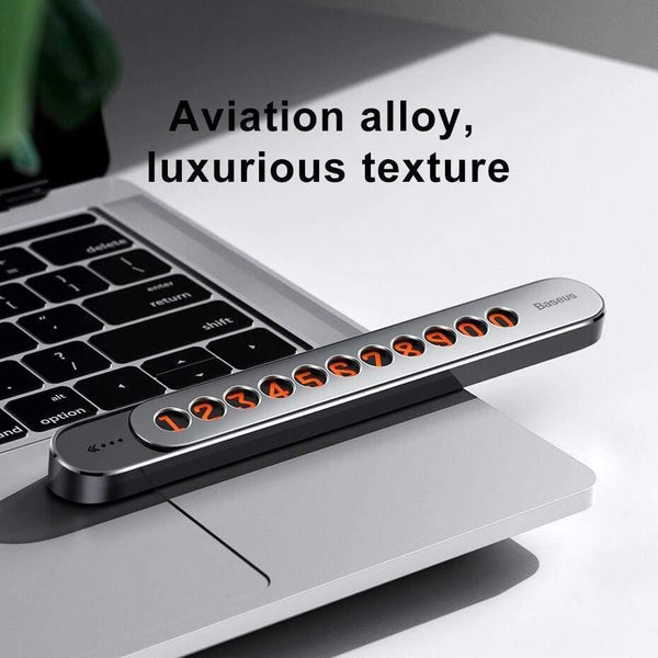 Baseus Metal Car Temporary Parking Card Hideable  Phone Telephone Number Plate & Luminious Numbers at Night Car Accessories