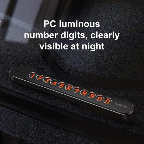 Baseus Metal Car Temporary Parking Card Hideable  Phone Telephone Number Plate & Luminious Numbers at Night Car Accessories