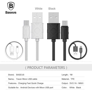 Planet Gates Baseus Micro USB Cable Fast Data Charging Charger Microusb Cable For Samsung Huawei Xiaomi Android Mobile Phone Cables