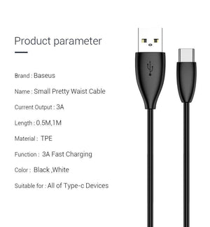 Planet Gates Baseus Micro USB Type C Cable for Samsung Xiaomi Redmi Phone Data Cable Fast Charging Charger Cable 2A USB Charger Cable