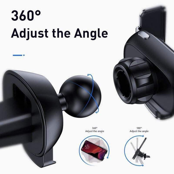 Baseus Mini Automatic Clamping Car Phone Holder for iPhone No Wireless Charging Air Vent Mount Car Holder for Samsung Xiaomi