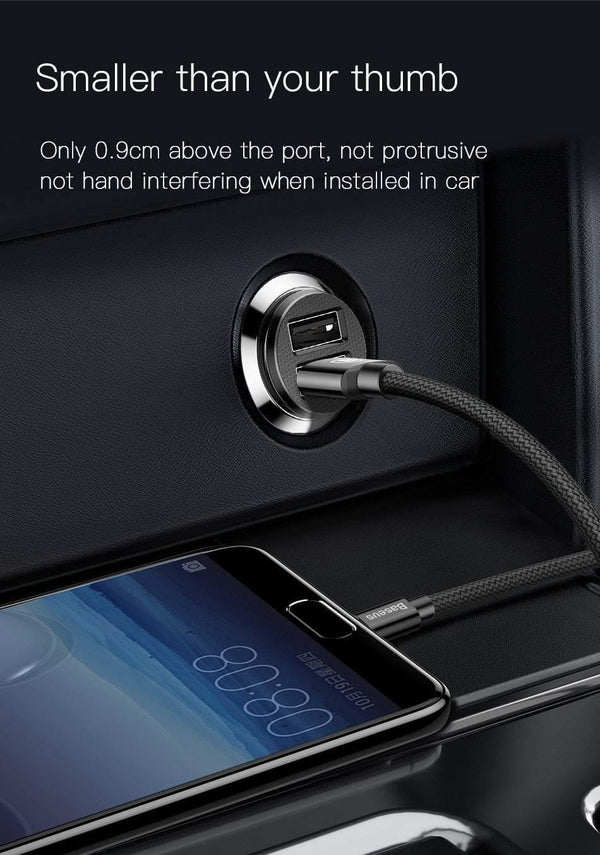 Planet Gates Baseus Mini Car Charger For iPhone Xs Samsung Xiaomi mi 3.1A Fast Car Charging Dual USB Car Charger Adapter Mobile Phone Charger