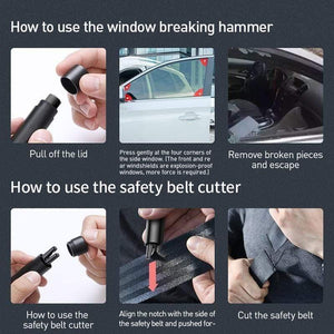 Baseus Mini Car Window Glass Breaker Seat Belt Cutter Safety Hammer Life-Saving Escape Hammer Cutting Knife Interior Accessories