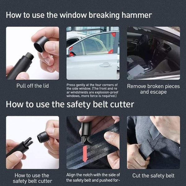 Baseus Mini Car Window Glass Breaker Seat Belt Cutter Safety Hammer Life-Saving Escape Hammer Cutting Knife Interior Accessories