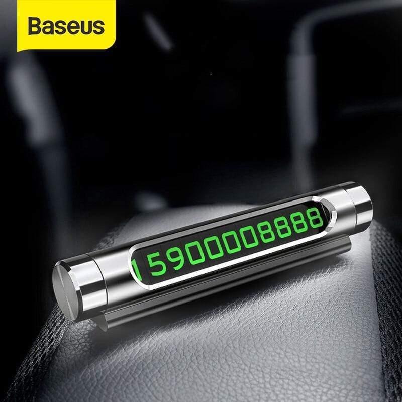 Baseus Mini Metal Car Temporary Parking Card Luminous Switchable Double Phone Number Plate Car Stickers Car-Styling