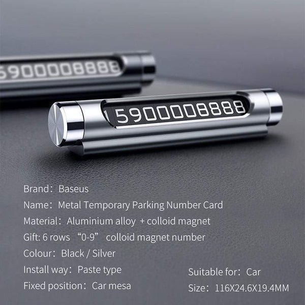 Baseus Mini Metal Car Temporary Parking Card Luminous Switchable Double Phone Number Plate Car Stickers Car-Styling