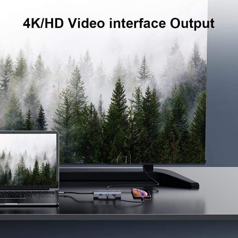 Baseus Multi USB C HUB to HDMI USB 3.0 SD TF Card Reader VGA Adapter USB Splitter for MacBook Pro Air Type C Charging USB C Dock (8 in 1 USB C HUB)