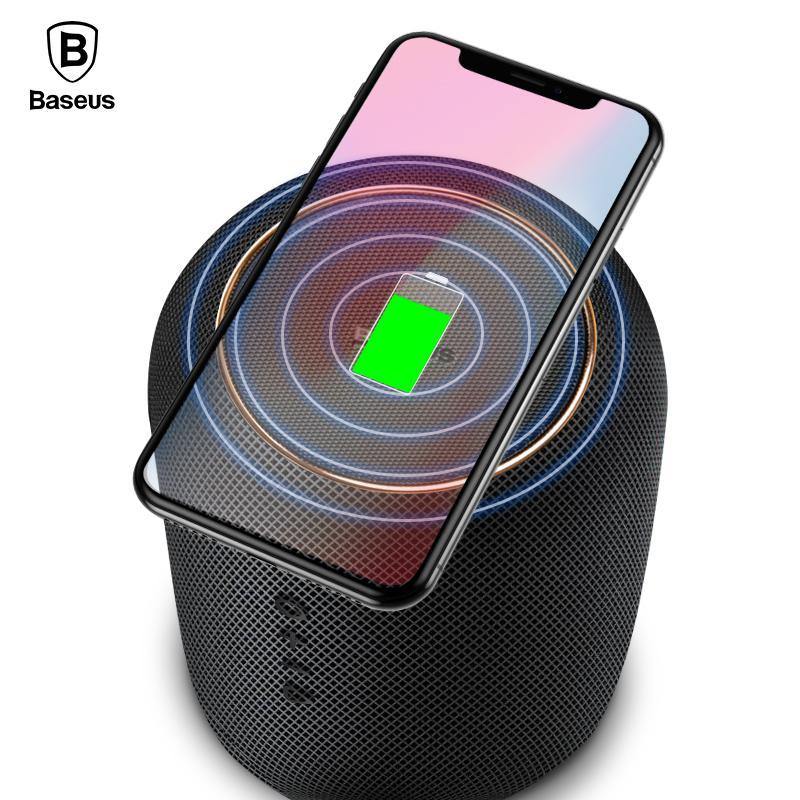 Planet Gates Baseus Portable Bluetooth Speaker With Qi Wireless Charger Fast Wireless Phone Charger Loudspeaker For iPhone X Samsung Xiaomi