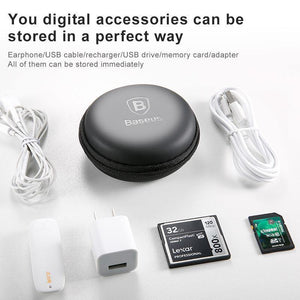 Planet Gates Baseus Portable Mobile phone accessories Storage package Mini case for Usb cable Hard Bag Earphone Box for charger SD TF Cards