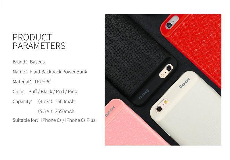 Planet Gates Pink for 6s plus / China Baseus Power Case For iphone 6s plus 2500/3650mAh Magnetic Portable Power Bank Charger Case For iphone 6s External Spare Battery