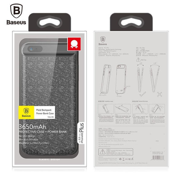 Planet Gates Baseus Power Case For iphone 6s plus 2500/3650mAh Magnetic Portable Power Bank Charger Case For iphone 6s External Spare Battery