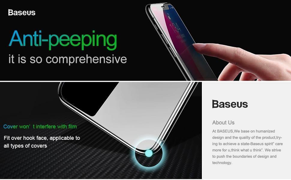 Planet Gates Baseus Privacy Protection Screen Protector For iPhone X 10 3D Full Coverage Anti Spy Tempered Glass Protective Glass For iPhoneX