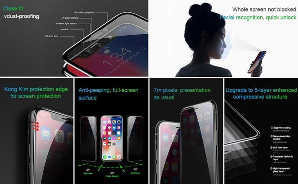 Planet Gates Baseus Privacy Protection Screen Protector For iPhone X 10 3D Full Coverage Anti Spy Tempered Glass Protective Glass For iPhoneX