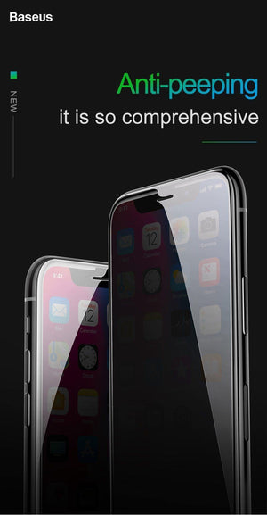 Planet Gates Baseus Privacy Protection Screen Protector For iPhone X 10 3D Full Coverage Anti Spy Tempered Glass Protective Glass For iPhoneX