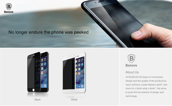 Planet Gates Baseus Privacy Screen Protector For iPhone 8 7 Plus Anti Spy Tempered Glass 3D 9H Protective Glass Soft Edge Anti Peeping Film